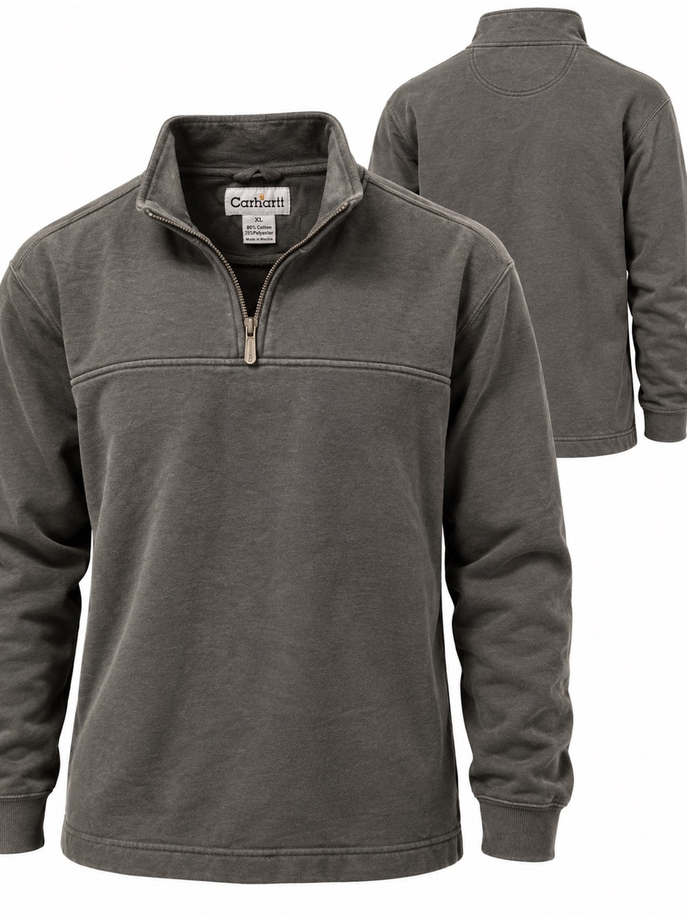 Carhartt Men's Quarter-Zip Pullover Sweatshirt - Charcoal Gray